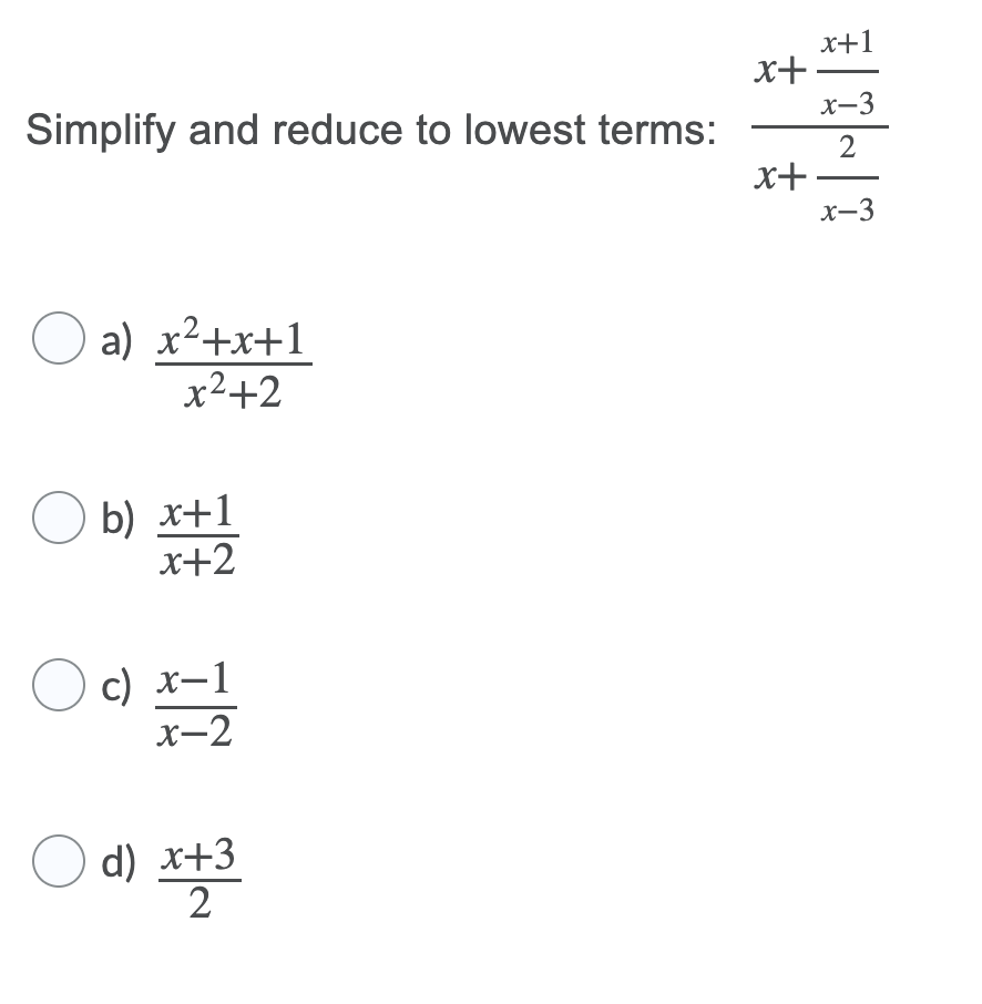 x2-1 Simplify and reduce to lowest terms: x