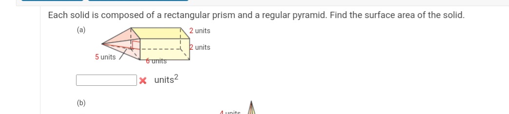 Each solid is composed of a rectangular prism and