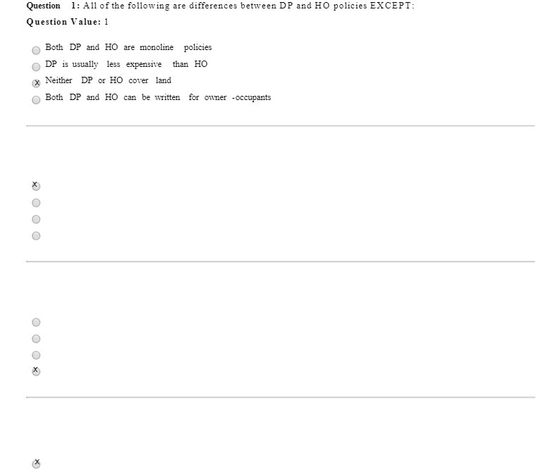 Question 1: All of the following are differences