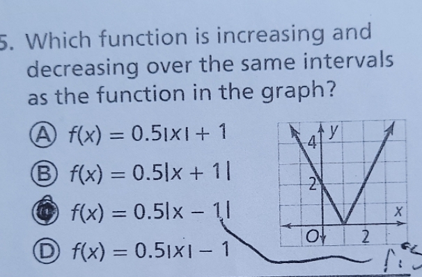 5. Which function is increasing and decreasing