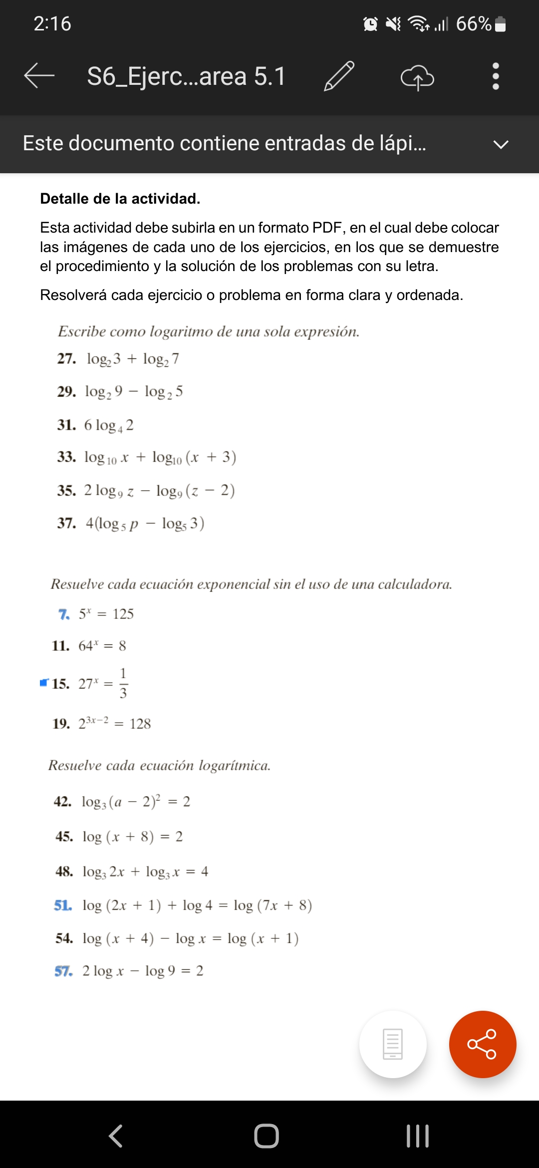 2:16 OCT 66% $6_Ejerc..area 5.1 D . . . Este