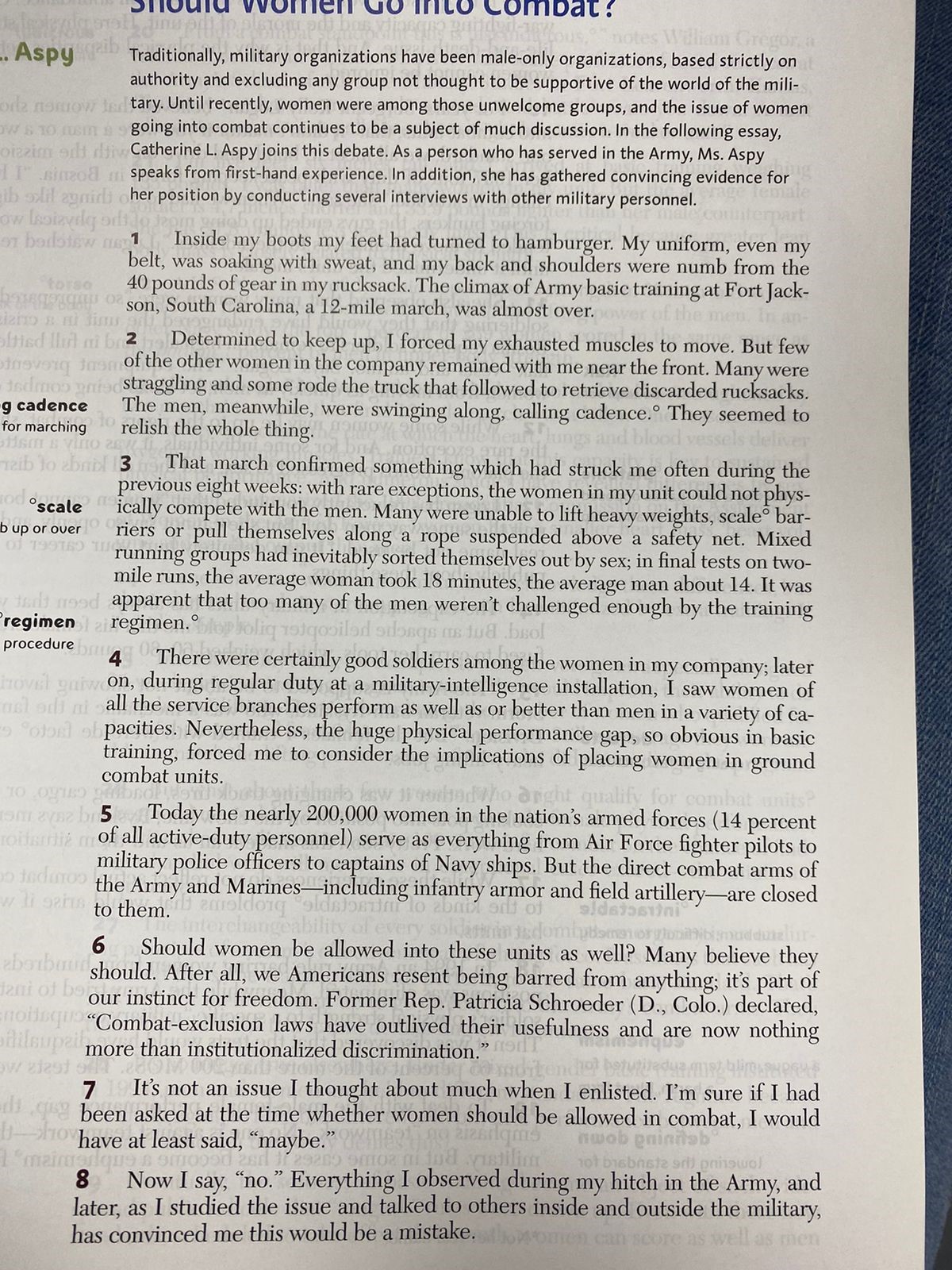 The reading below is entitled " Should Women Go