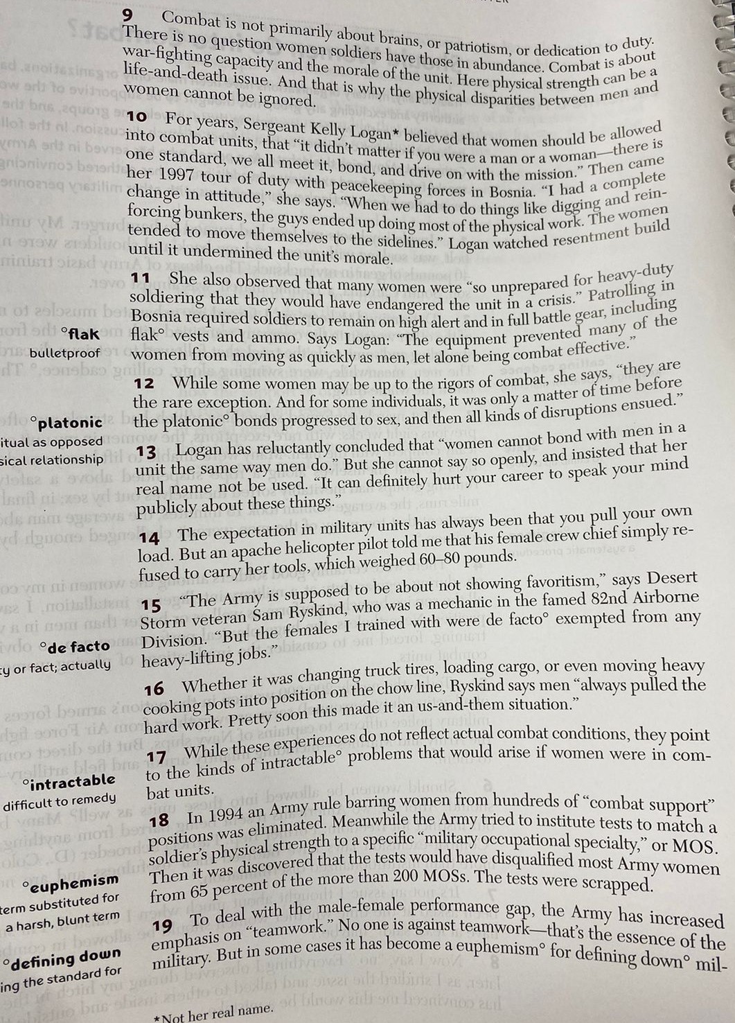 The reading below is entitled " Should Women Go