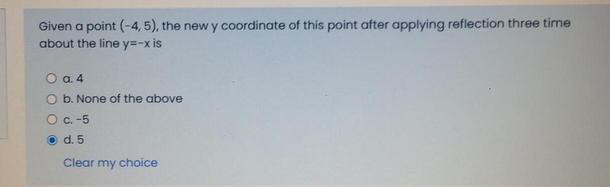 Choose the correct answer..... Given a point (-3,