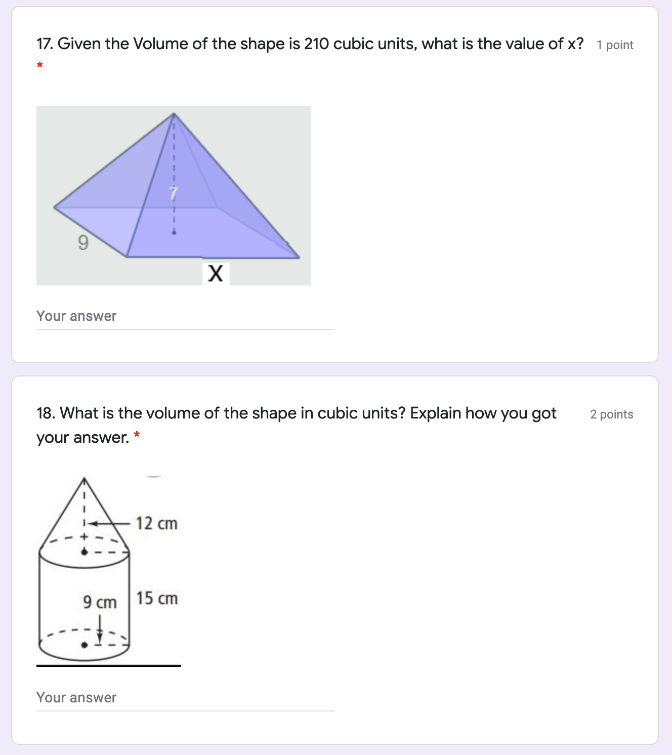 Only need the answers please. No need to show the