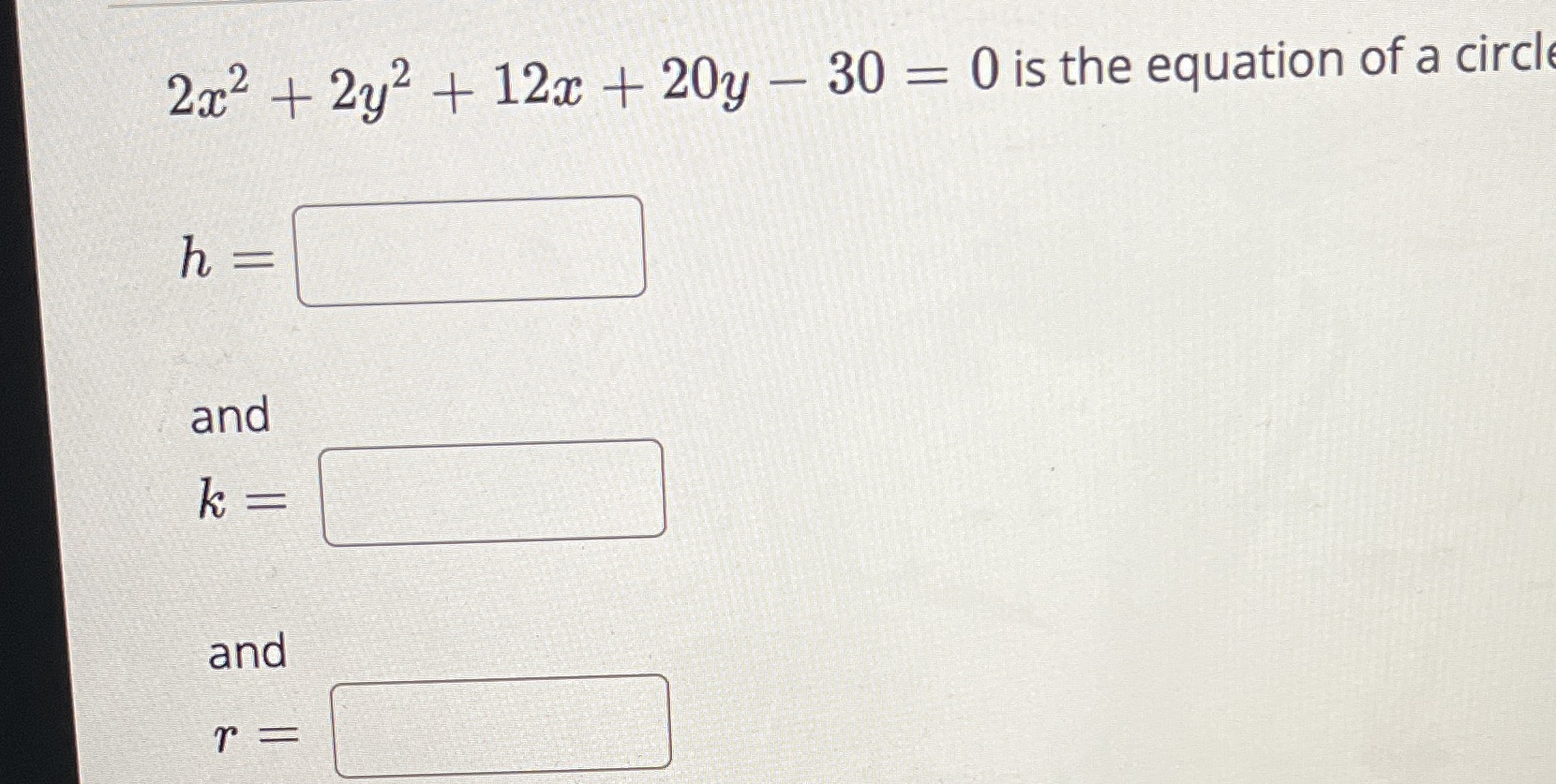 Complete the square \f