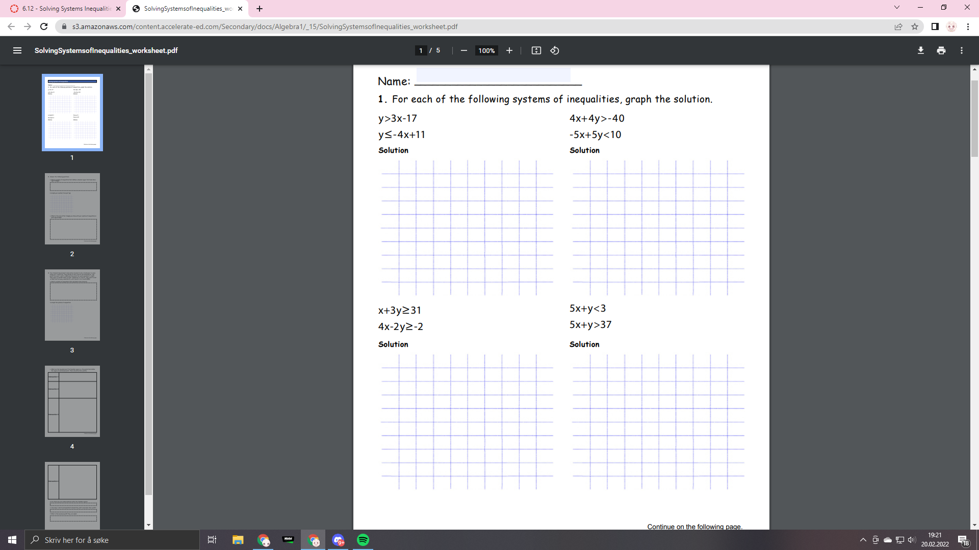6.12 - Solving Systems Inequalities X