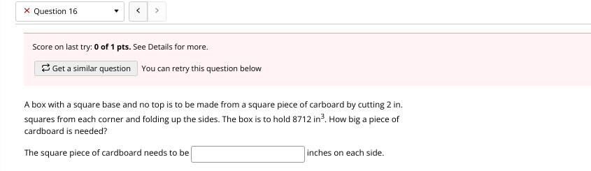 Question 12 Score on last try: 0 of 4 pts. See