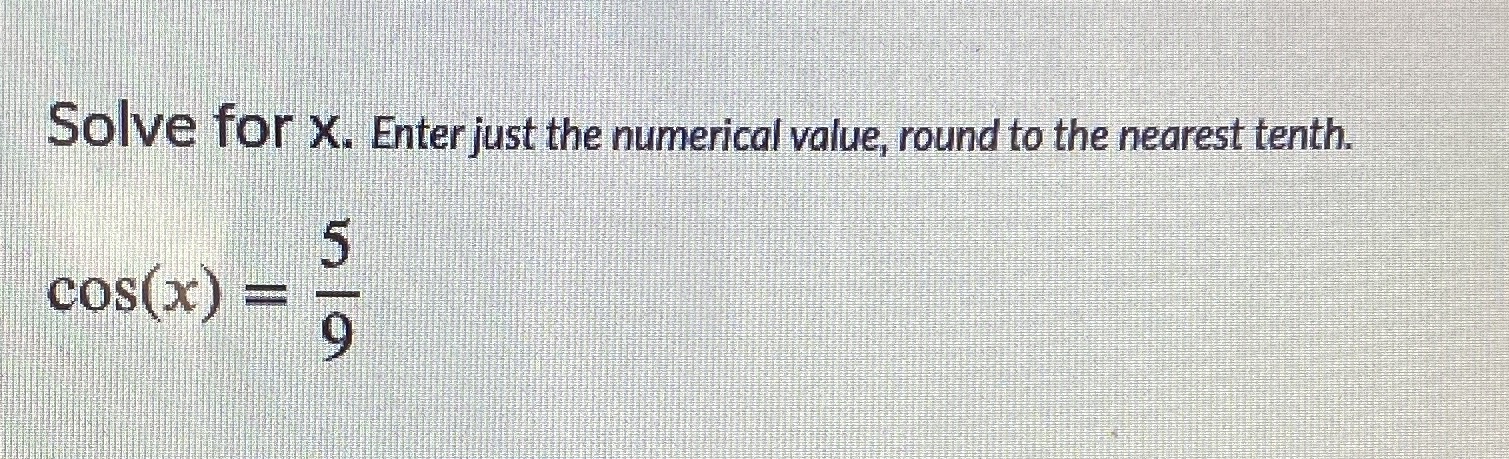 Please help Solve for X. Enter just the numerical