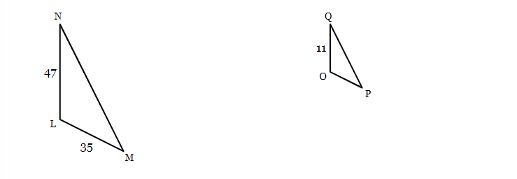 Triangle LMN is similar to triangle OPQ. Find the