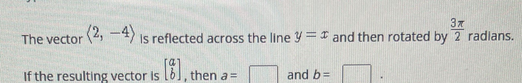 The vector (2, -4) Is reflected across the line y