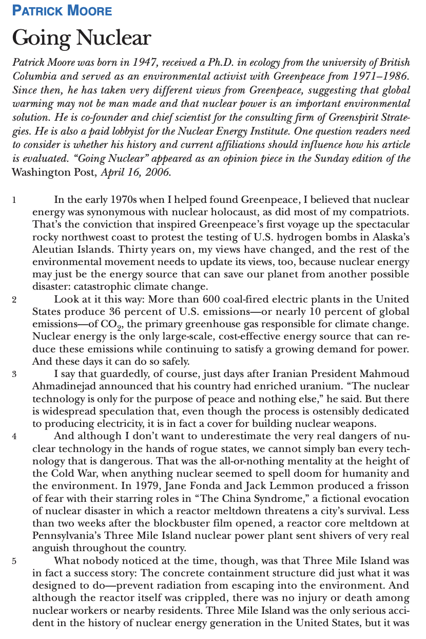 PATRICK MOORE Going Nuclear Patrick Moore was