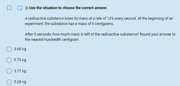 Subject : Algebra 1 Objective : Answer the given