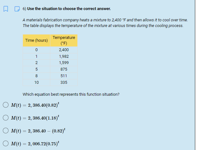 Subject : Algebra 1 Objective : Answer the given