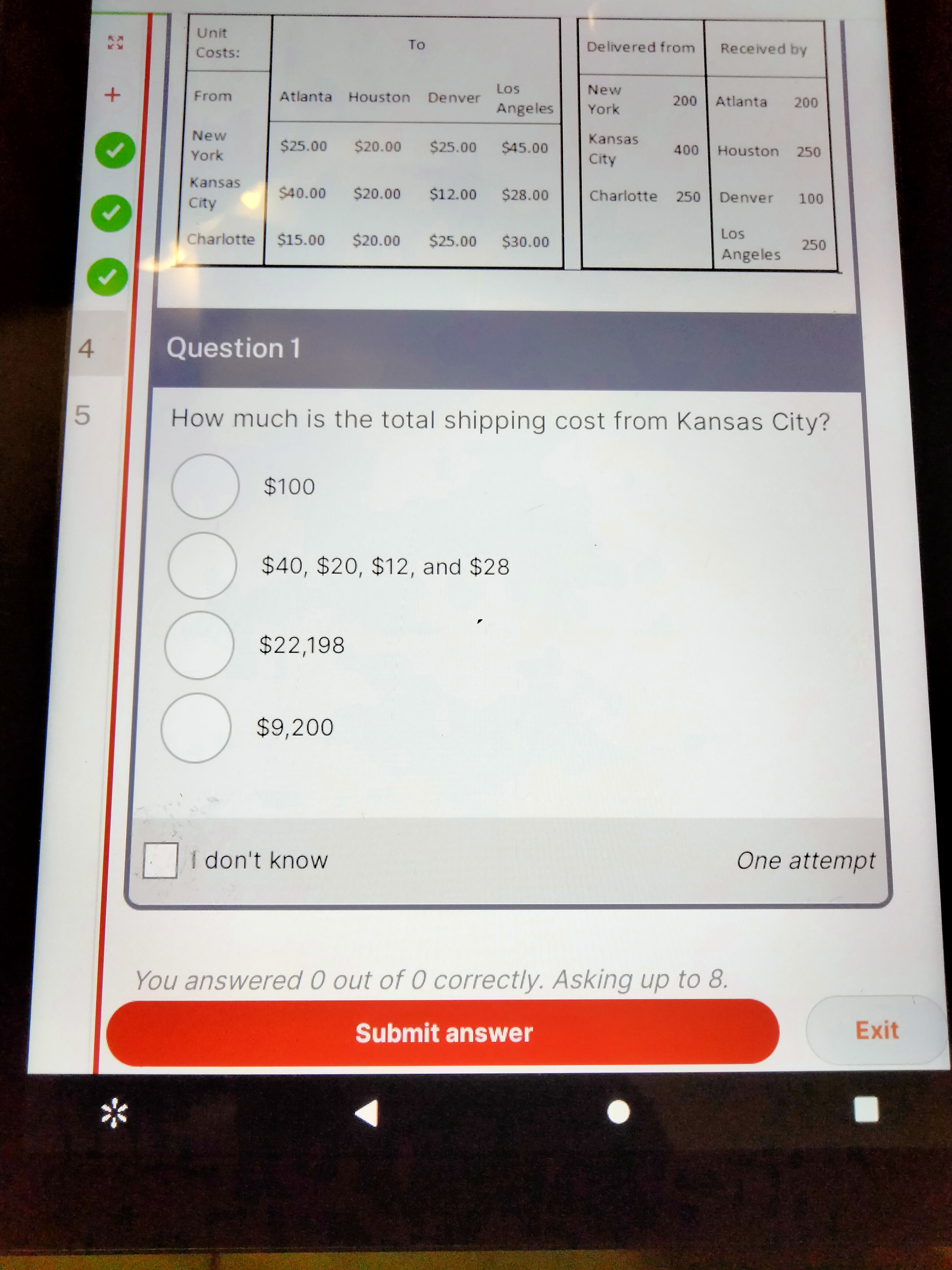 How much is the total shipping cost from Kansas