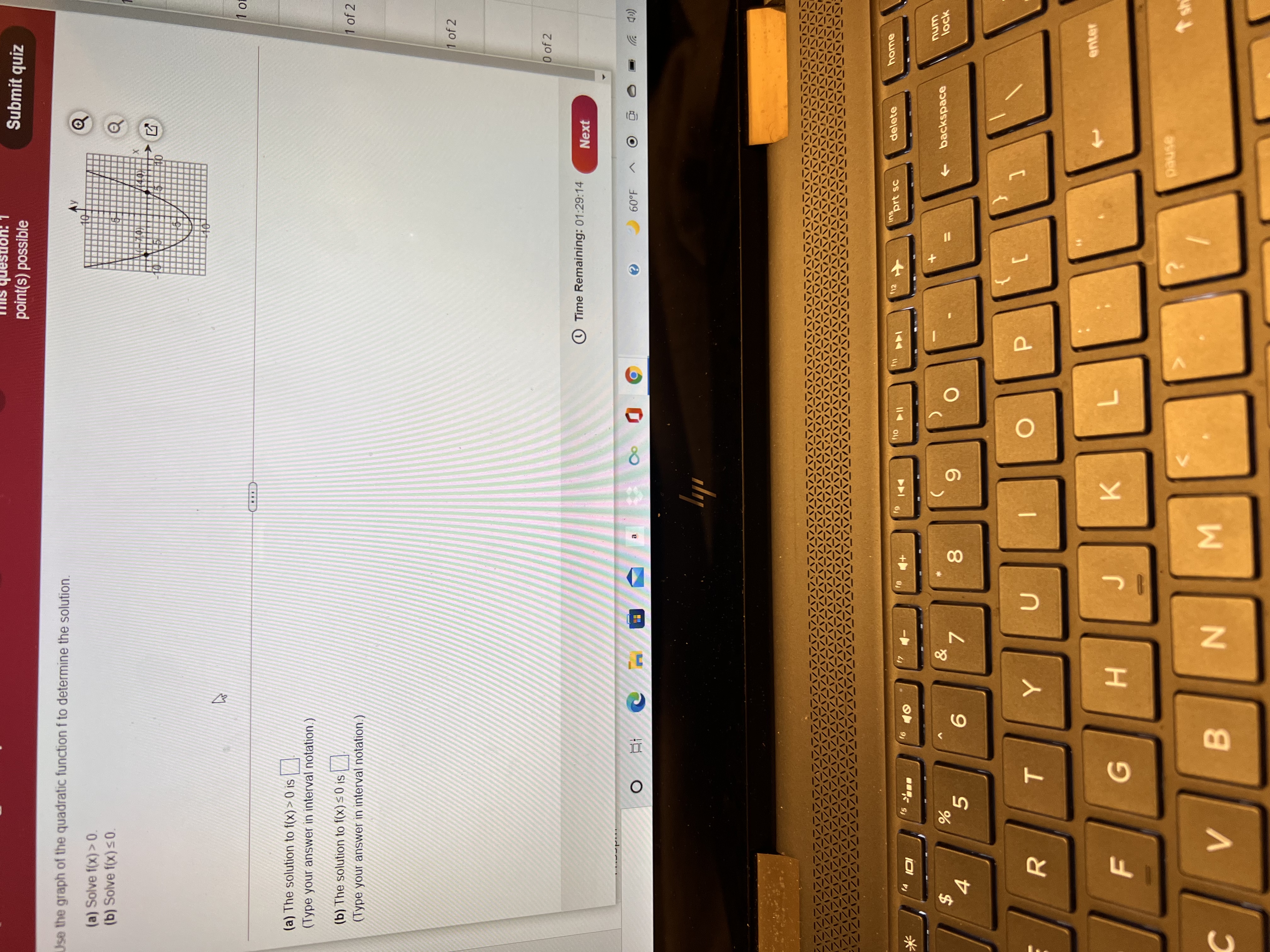 point(s) possible Submit quiz Use the graph of