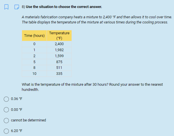 Subject : Algebra 1 Objective : Answer the given