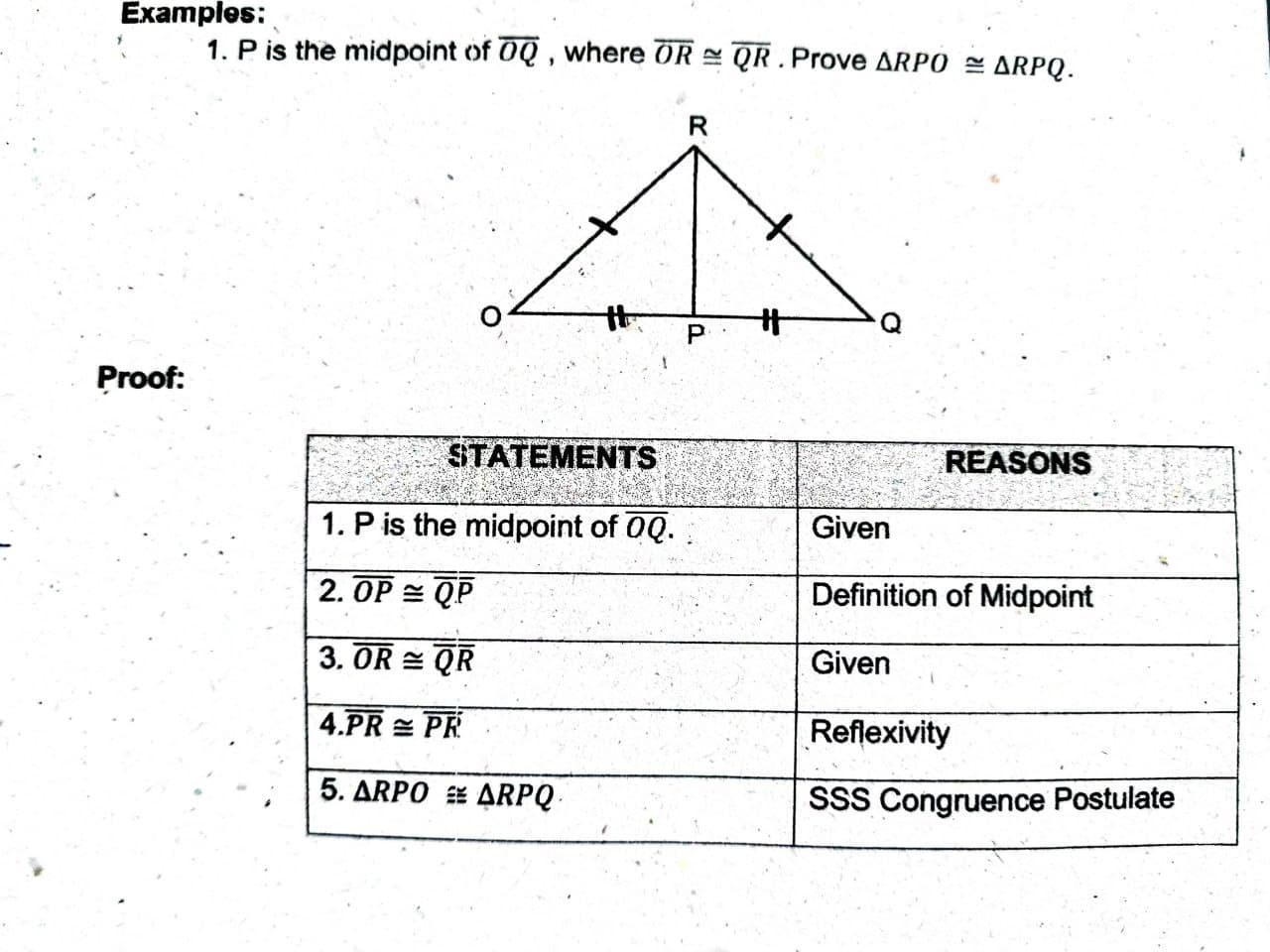 TOPIC: PROVING TRIANGLE CONGRUENCE TASK. FOR EACH