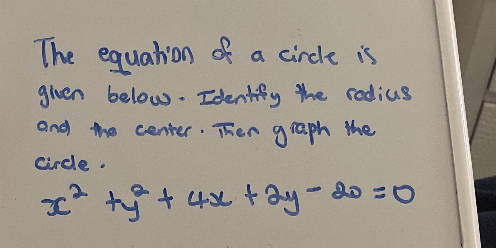 The equation of a circle is given below. Identify