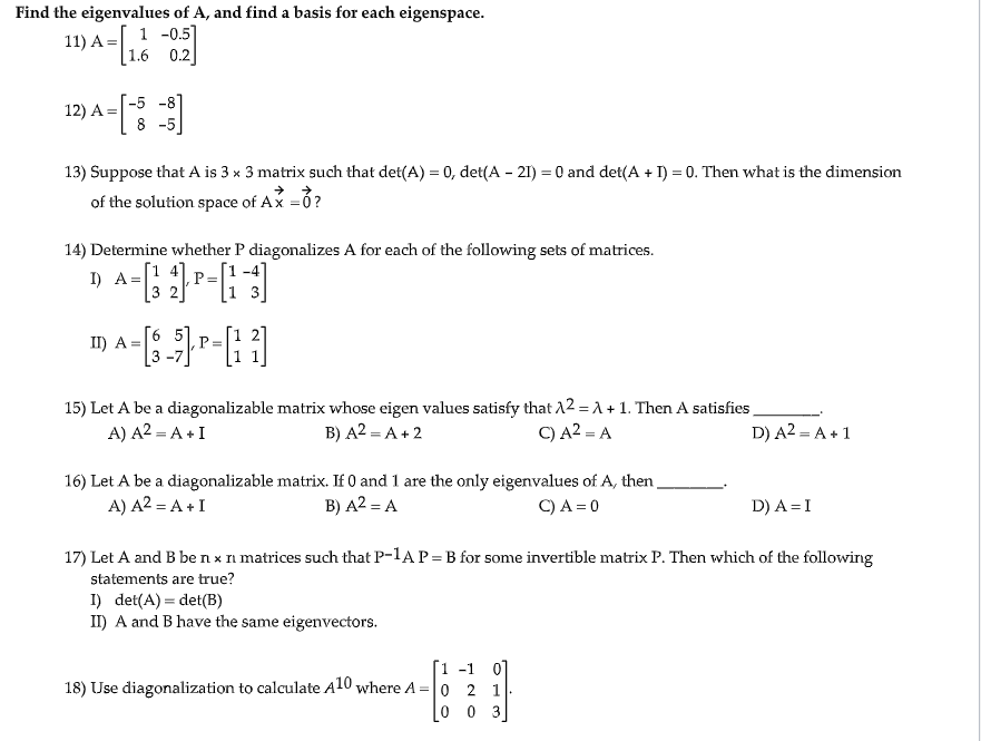Find the eigenvalues of A, and find a basis for