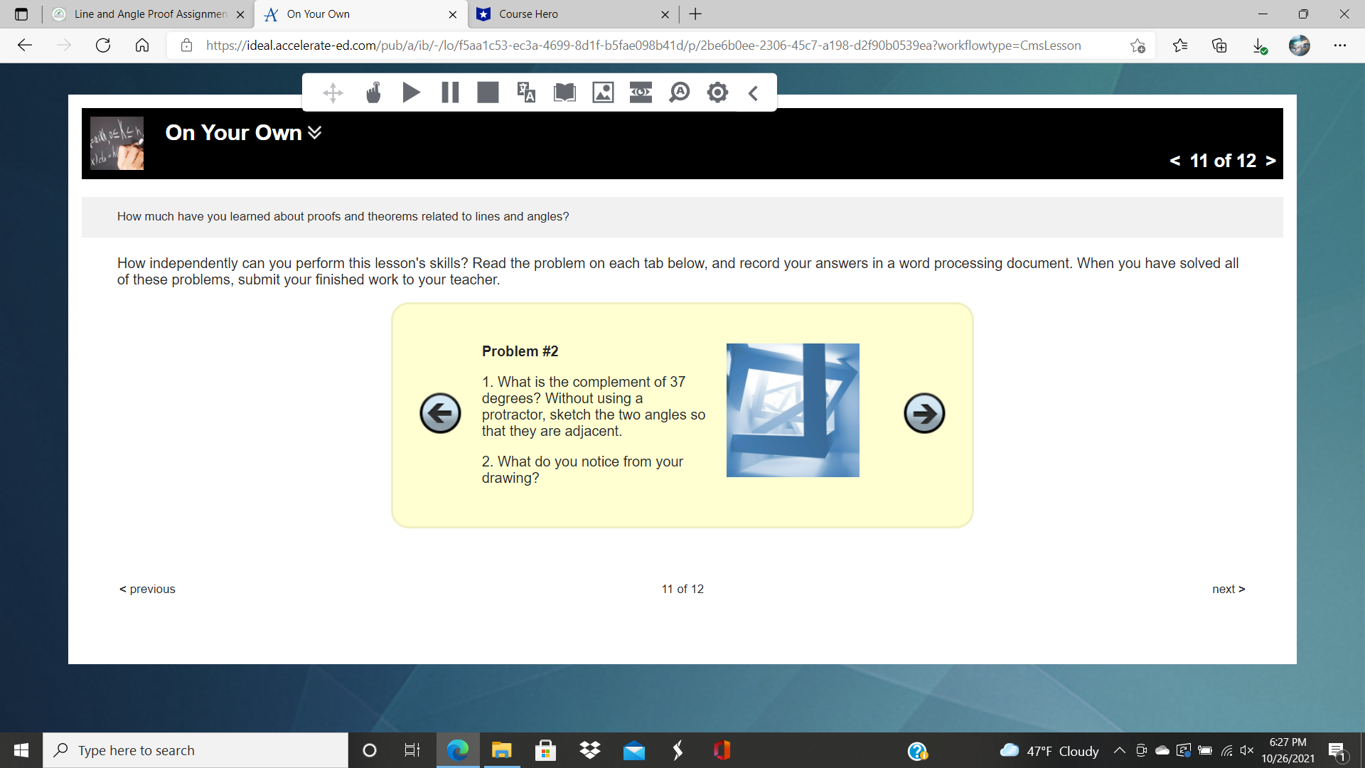 Line and Angle Proof Assignmen X A On Your Own X