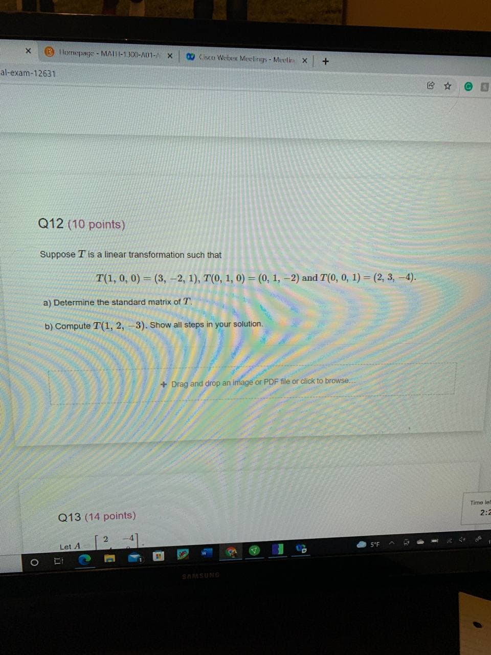 X al-exam-12631 C Q12 (10 points) Suppose T is a