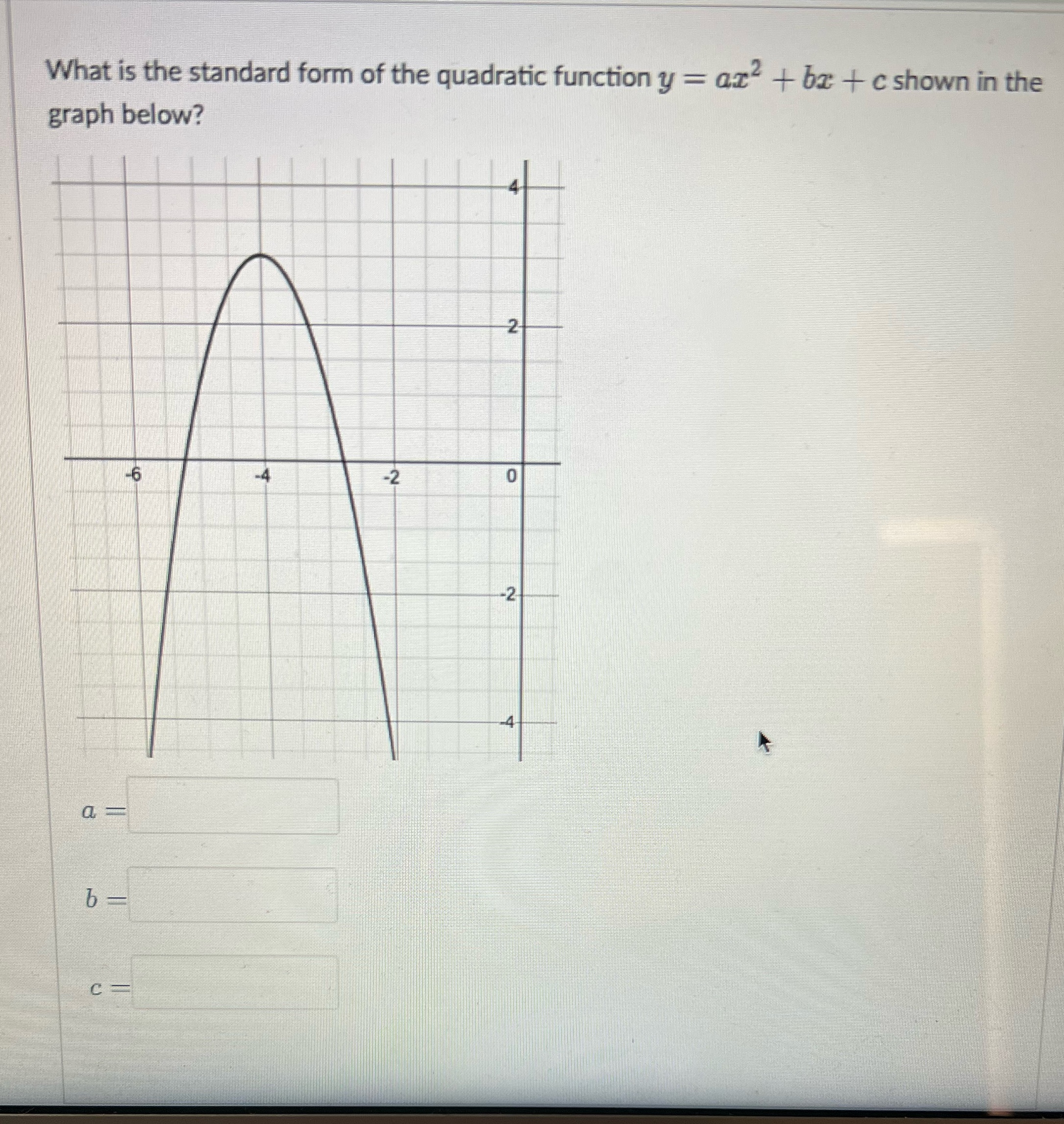 What is the standard form of the quadratic