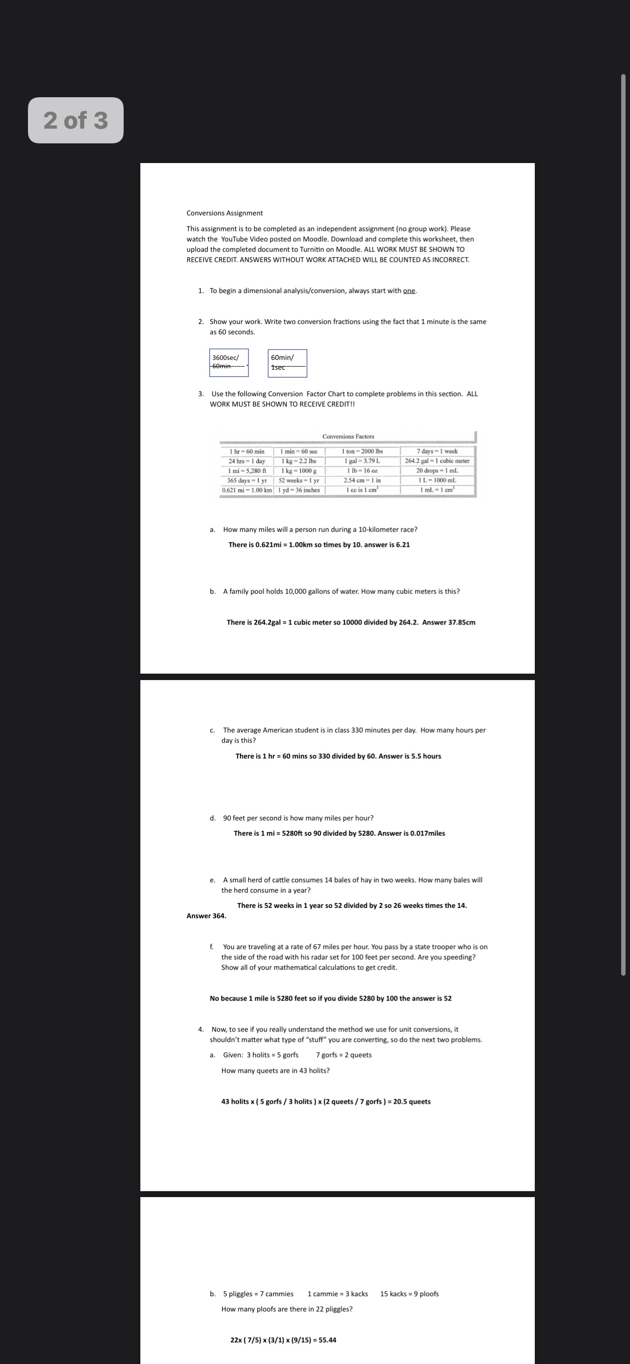2 of 3 Conversions Assignment This assignment is