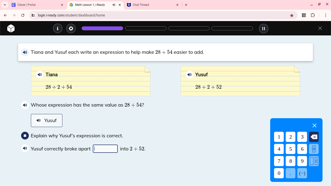 w C Clever | Portal X Math Lesson 1, i-Ready X