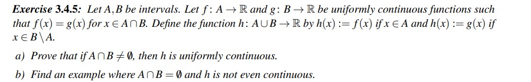 Exercise 3.4.5: Let A, B be intervals. Let f : A
