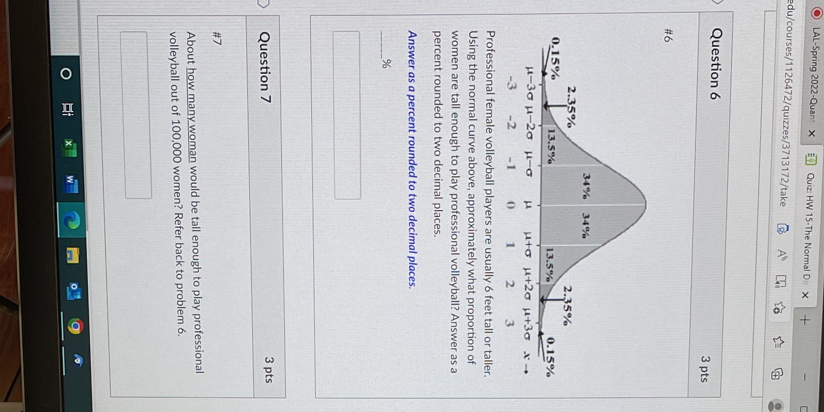 LAL-Spring 2022-Quant X Quiz: HW 15-The Normal