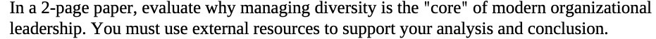 In a 2-page paper, evaluate why managing