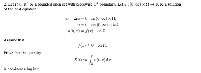 Please provide full solutions 2. Let ( c R" be a