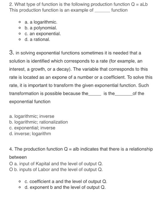 2. What type of function is the following