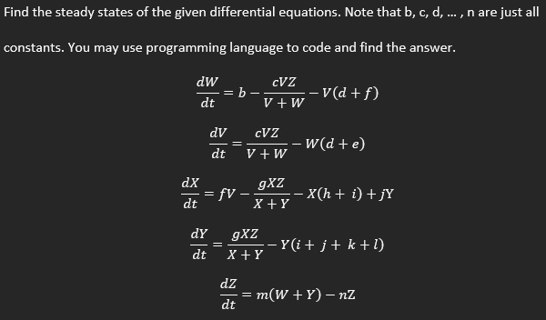 Find the steady states of the given differential