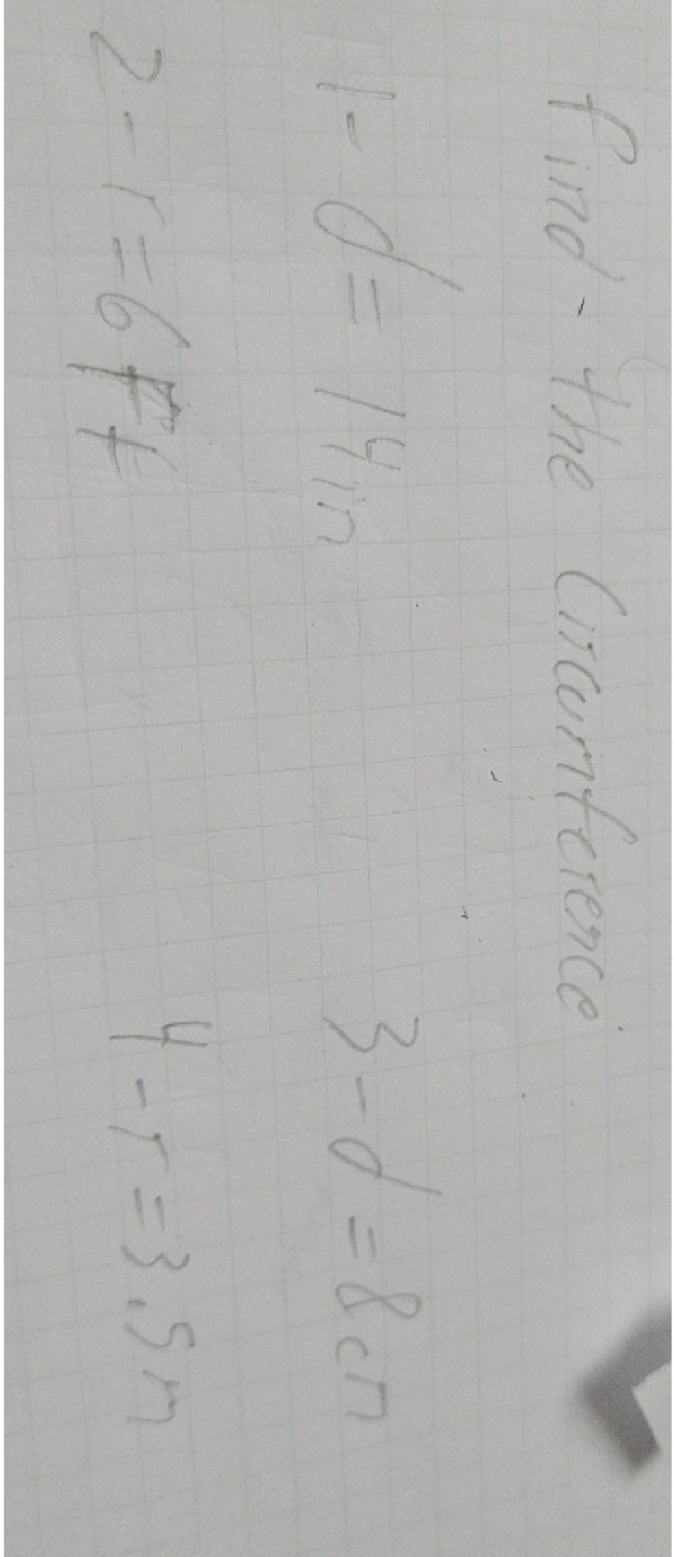 find the circumference for all 4 \f