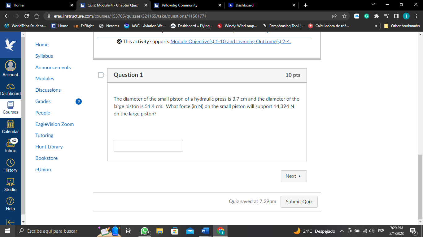 E Home X E Quiz: Module 4 - Chapter Quiz X E