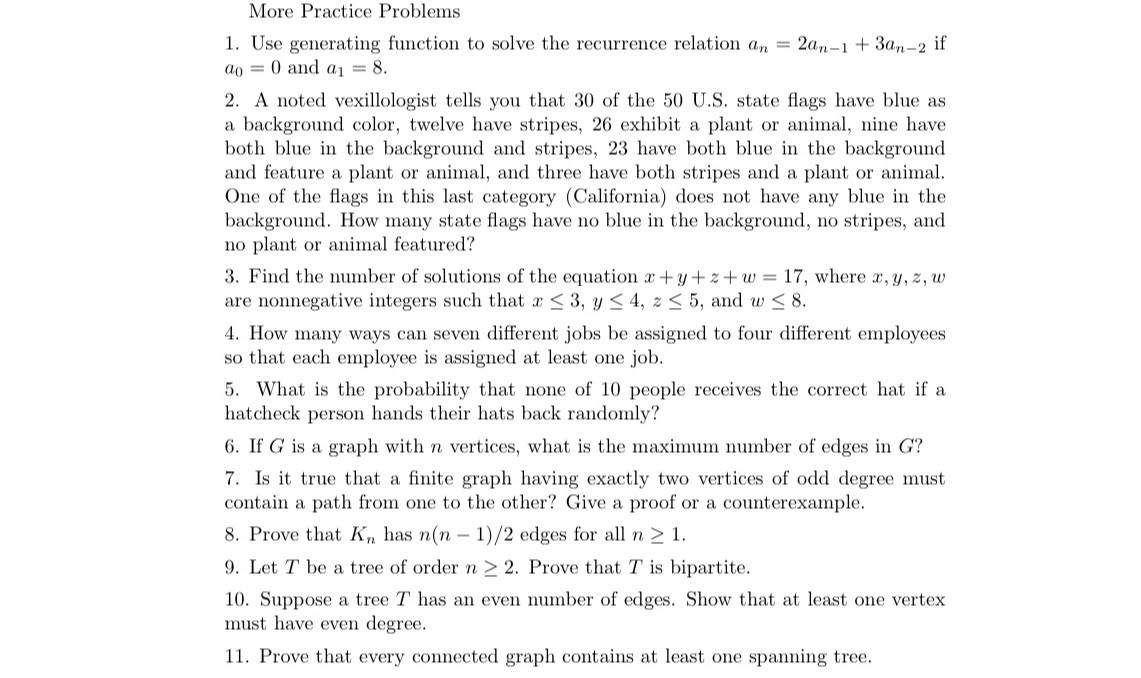 steps would be appreciated More Practice Problems