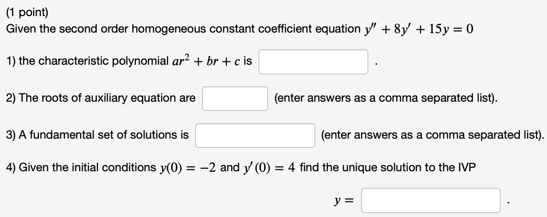 Please help with: (1 point] Given the second