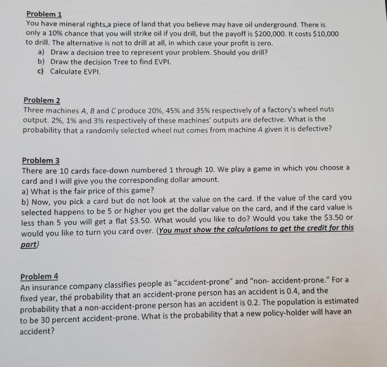 Problem 1 You have mineral rights a piece of land