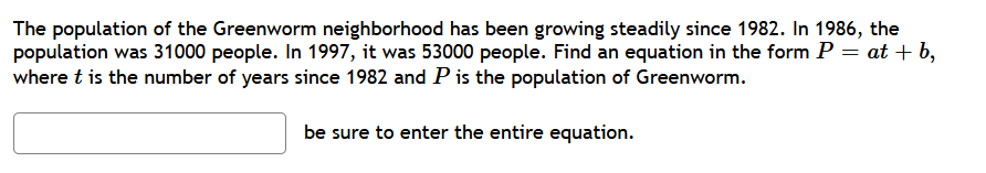 The population of the Greenworm neighborhood has