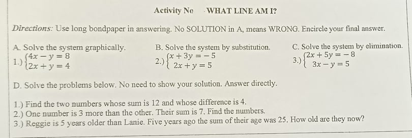 MATHEMATICS ACTIVITY 1 Activity No. 1: GRAPH ME