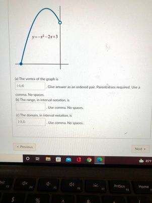 1=-x-243 ( The vertex of the graph is -1-1.49