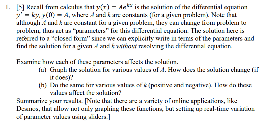 Please help l. [5] Recall from calculus that y(x)