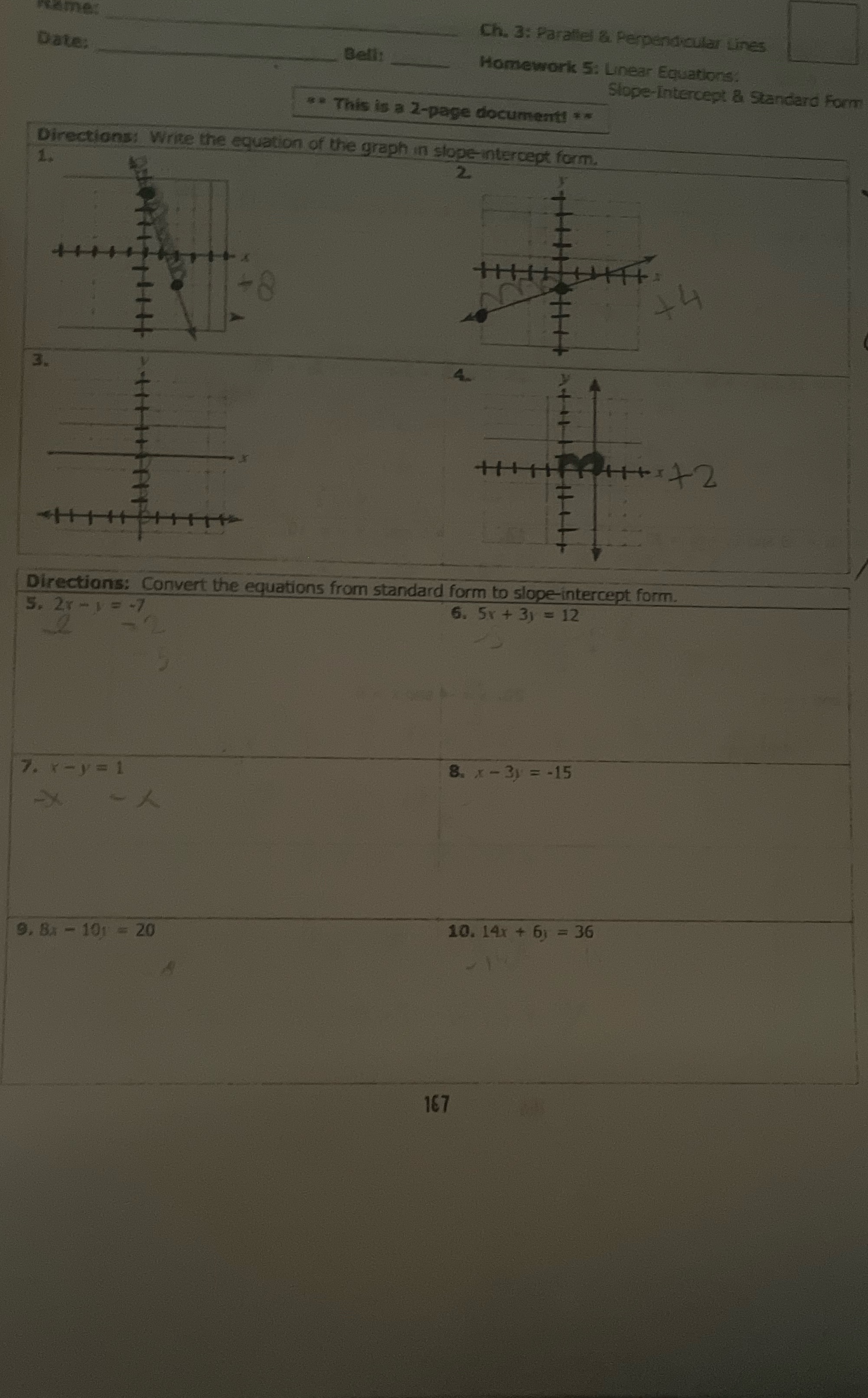 Ch, 3: Parallel & Perpendicular Lines Date; Bell: