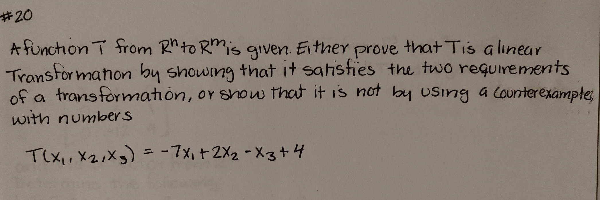 Linear Algebra: # 19 Given the linear