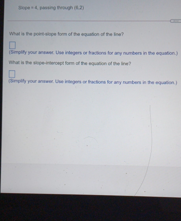Write the point-slope form of the line's equation