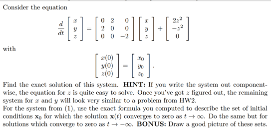 Consider the equation with Find the exact