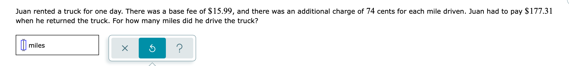 Juan rented a truck for one day. There was a base