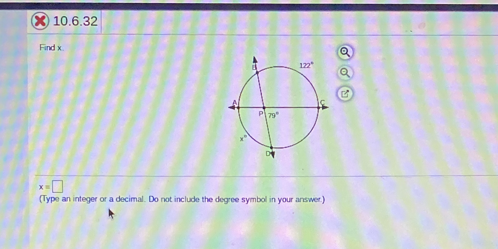 Question 14.2 X 10.6.32 Find x. 1220 PI 790 D X =